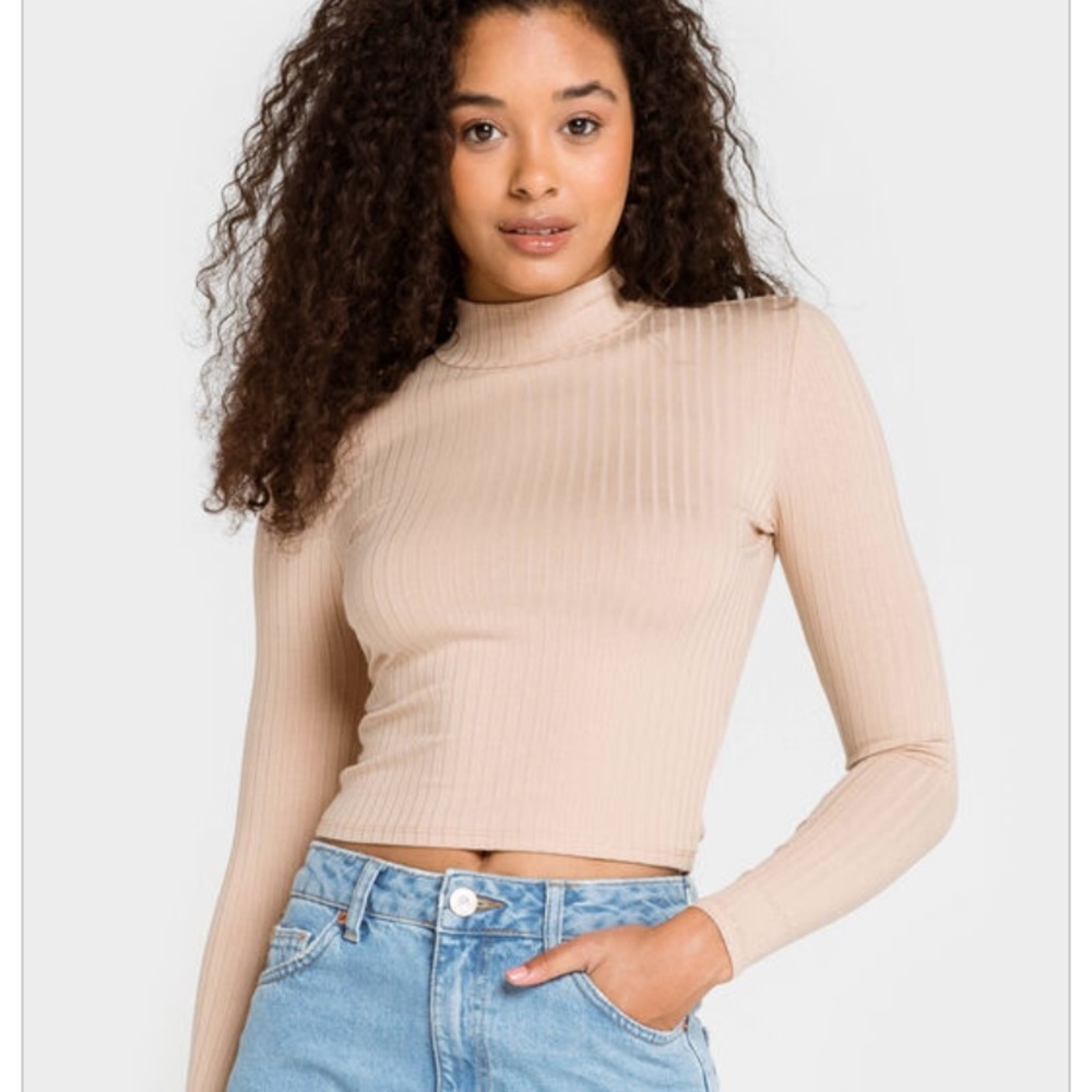 Nude mock neck shirt